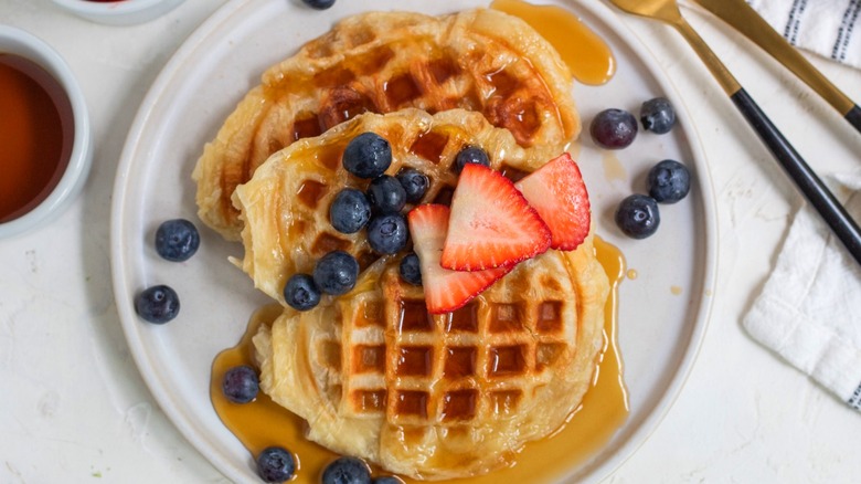 croffles on plate with berries