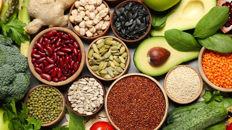 Group of superfoods on table