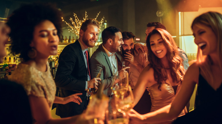 group of friends toasting