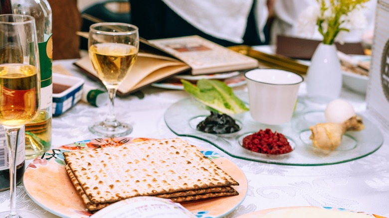 Passover seder dinner table