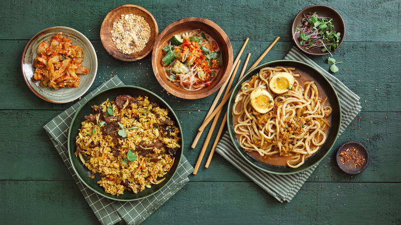 Spread of Japanese dishes