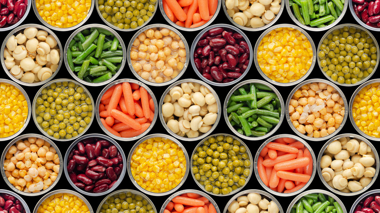 Variety of opened canned foods