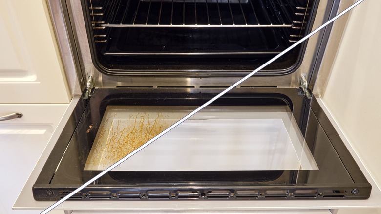 Oven before and after cleaning