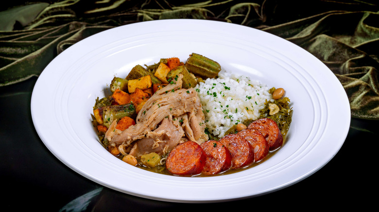 green gumbo with andouille and chicken 