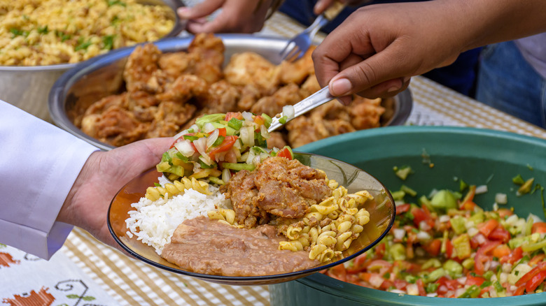 Brazilian food being served