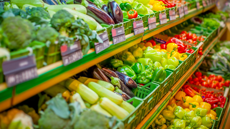 Vegetables at a supermarket