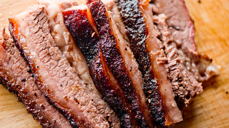 Smoked sliced beef brisket