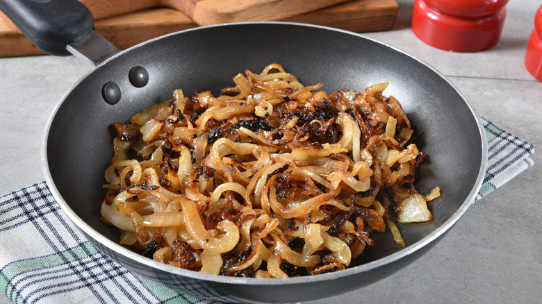 Caramelized onions in pan