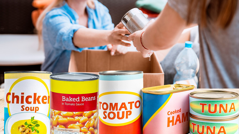 Canned foods being donated