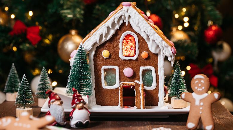 decorated gingerbread house