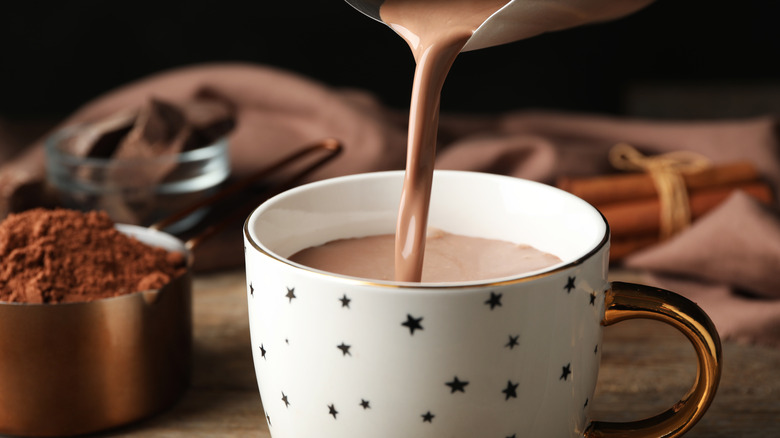 pouring hot cocoa