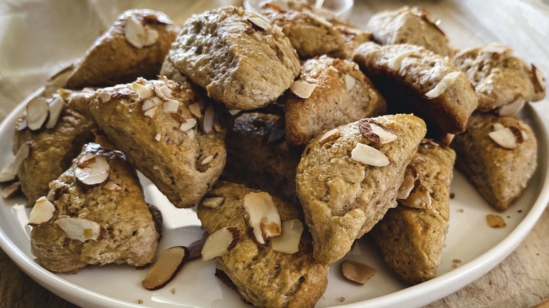 Almond scones on plate