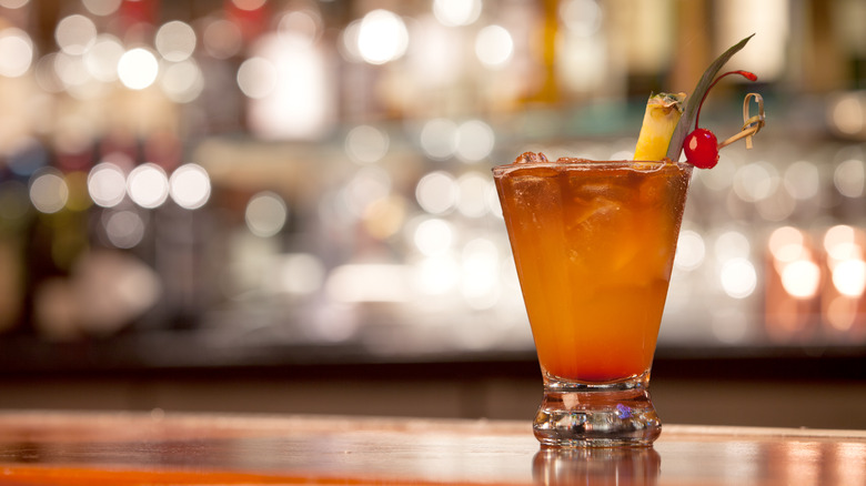 Rum drink on counter