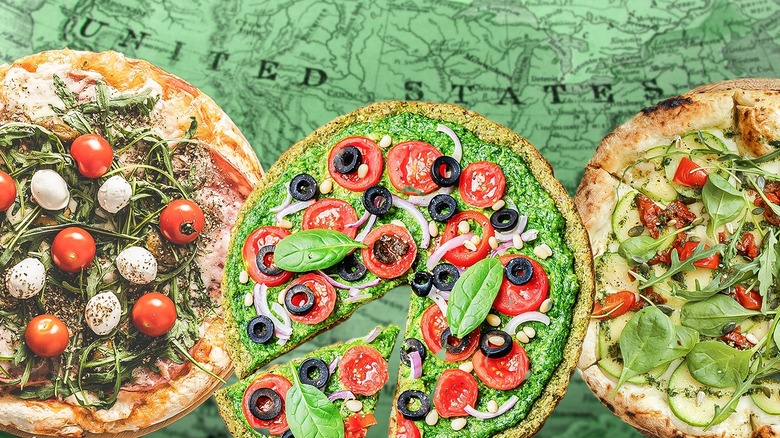 Veggie pizza on U.S. map