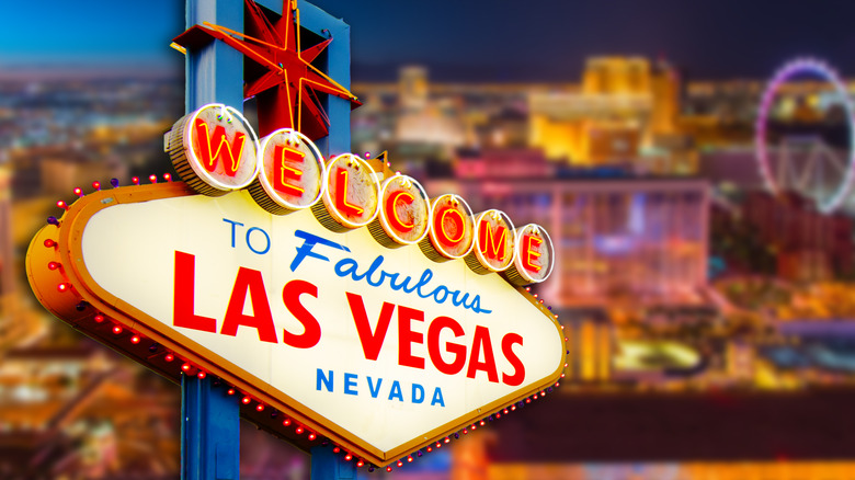 Las Vegas welcome sign and skyline