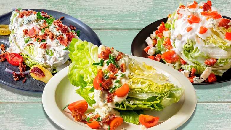 three plates of wedge salad