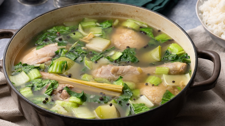 Chicken tinola in Dutch oven