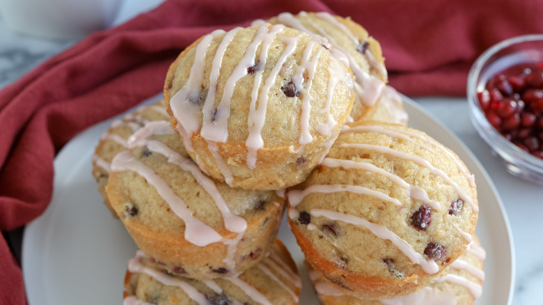 glazed muffins with red napkin