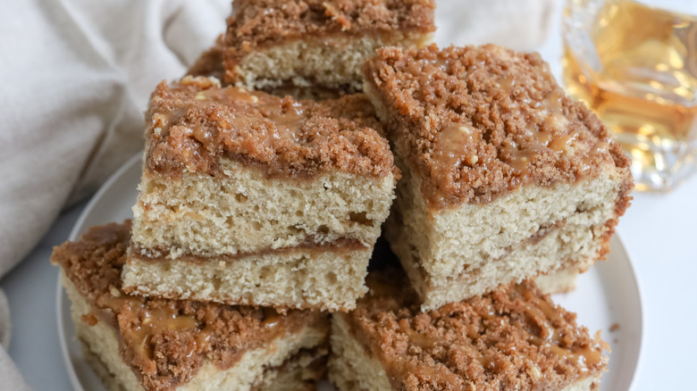 coffee cake squares on plate