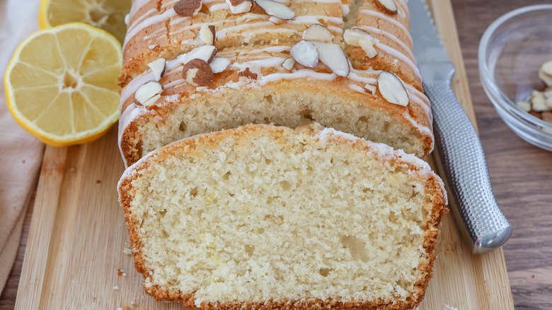 lemon bread on wooden board