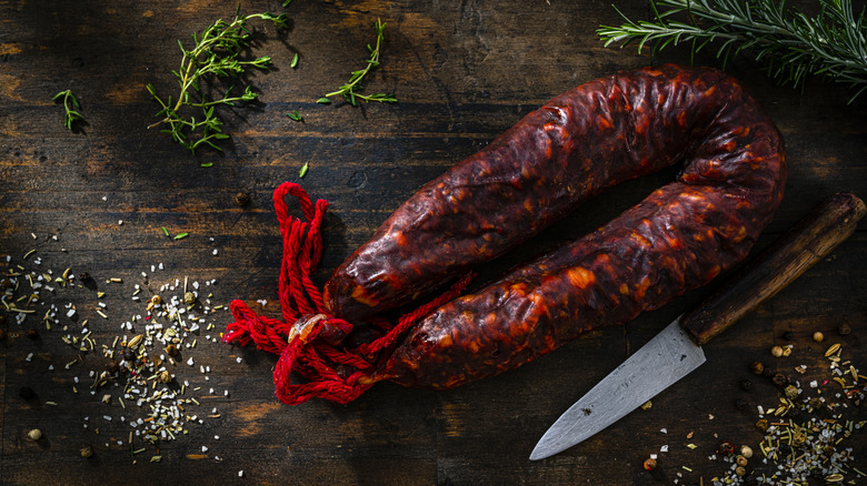 chorizo on cutting board