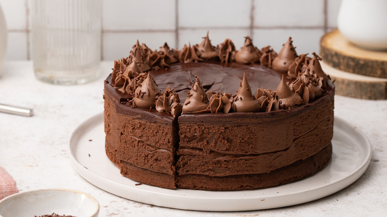 chocolate mousse cake on plate