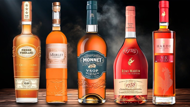 assorted bottles of cognac