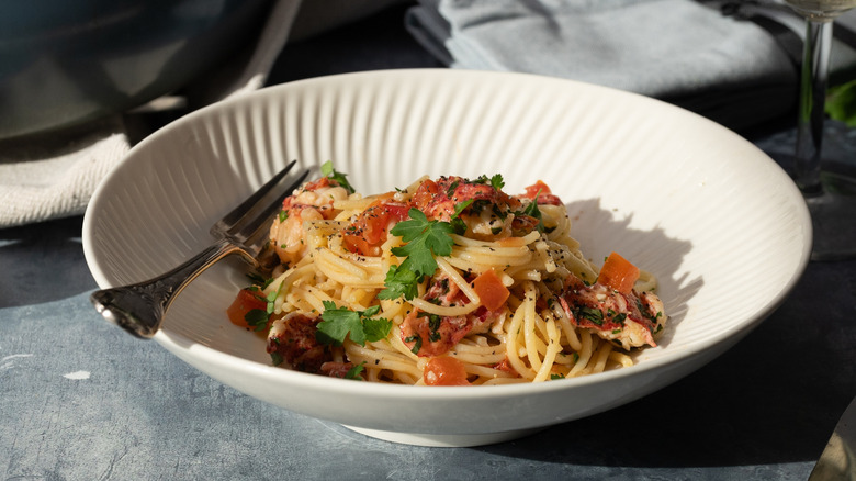 buttery lobster spaghetti