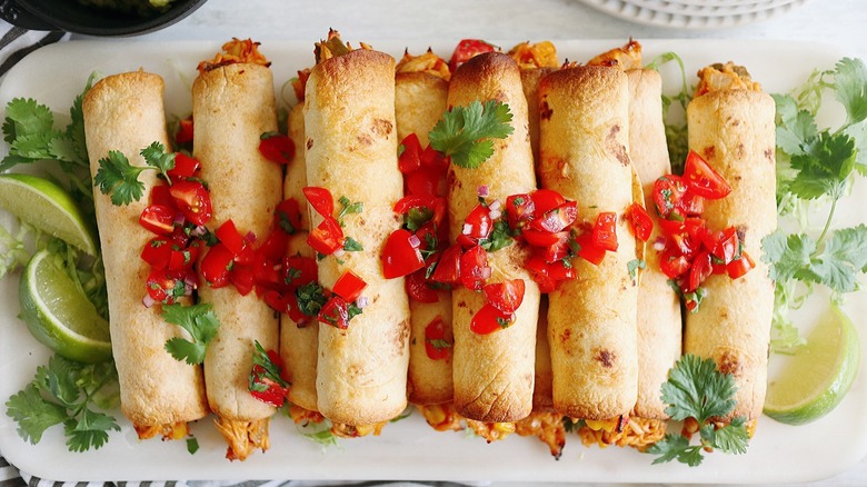 Plate of chicken flautas