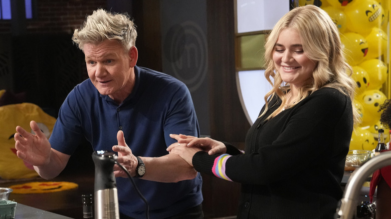 Gordon Ramsay and Tilly Ramsay on set