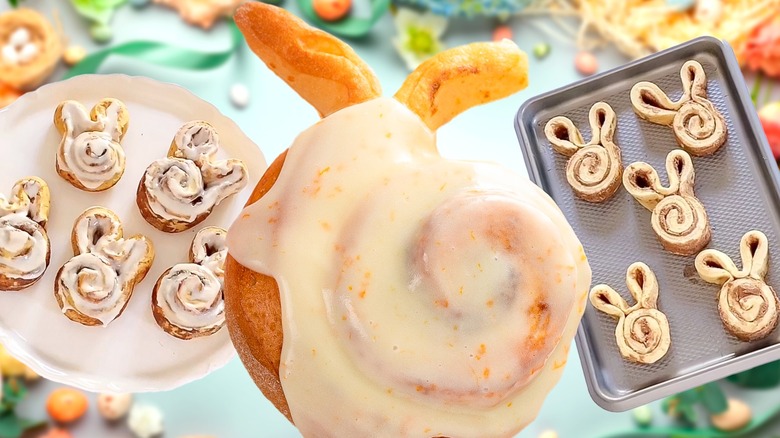 easter bunny shaped cinnamon rolls