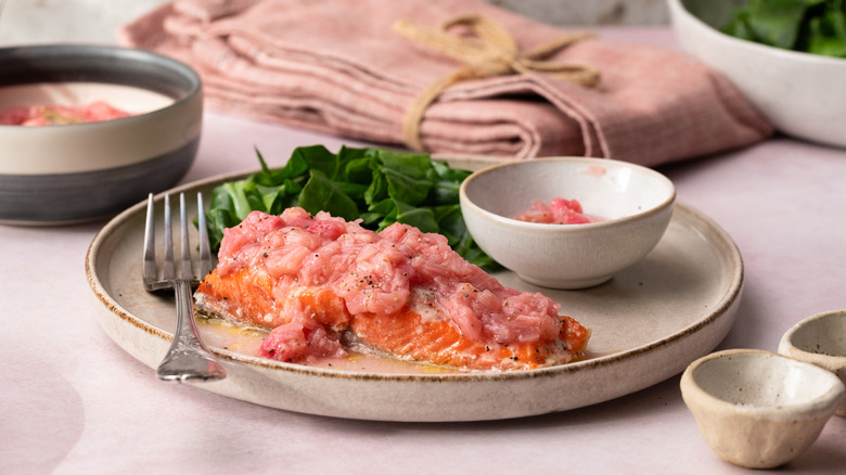 salmon with ginger rhubarb sauce