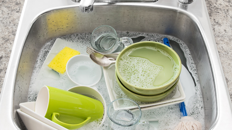 Soapy sink with dishes