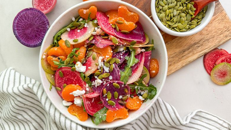 salad in white bowl