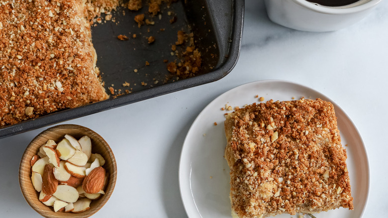 slice of coffee cake on plate 