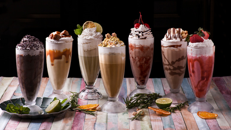 Glasses of milkshakes