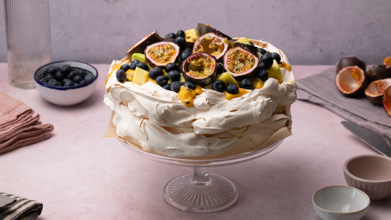 tropical passion fruit pavlova