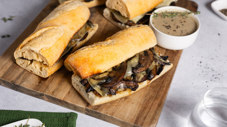 portobello mushroom French dip sandwich