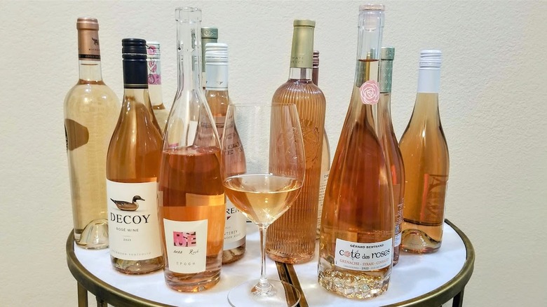 Rosé wine bottles