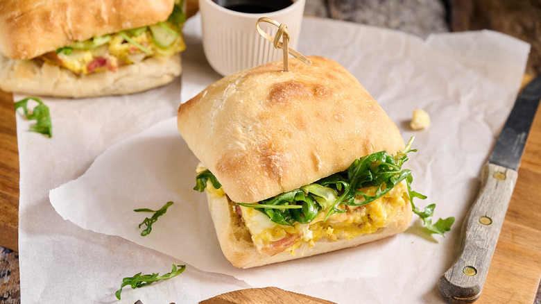 frittata sandwich on a table