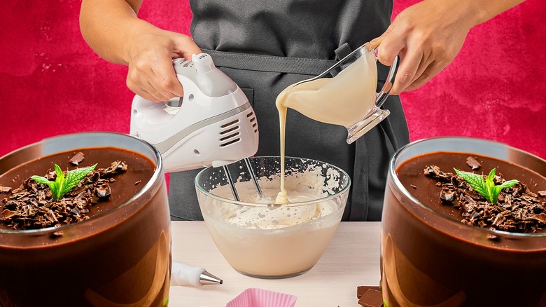 mousse and ingredients being mixed