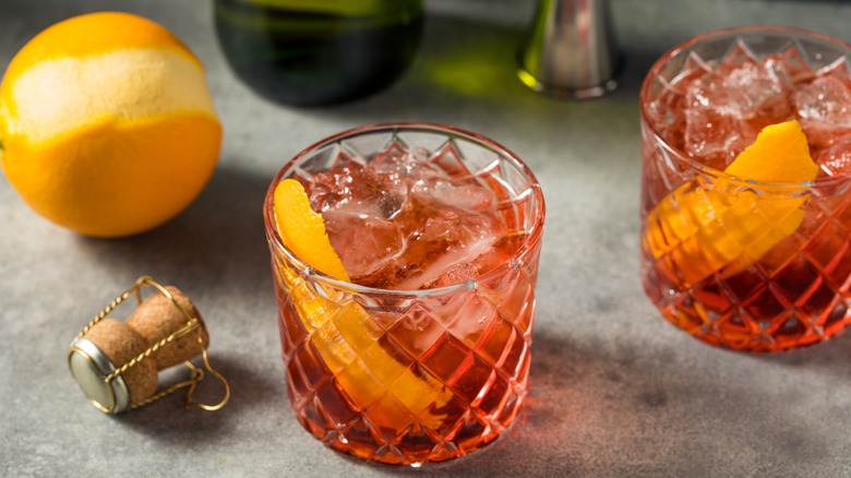 negroni sbagliato with orange peel