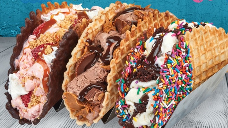 Three Cold Stone ice cream tacos