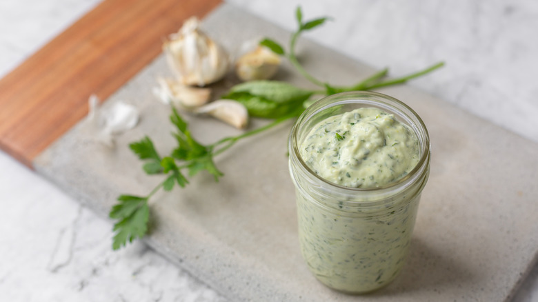 Green Goddess dressing in jar