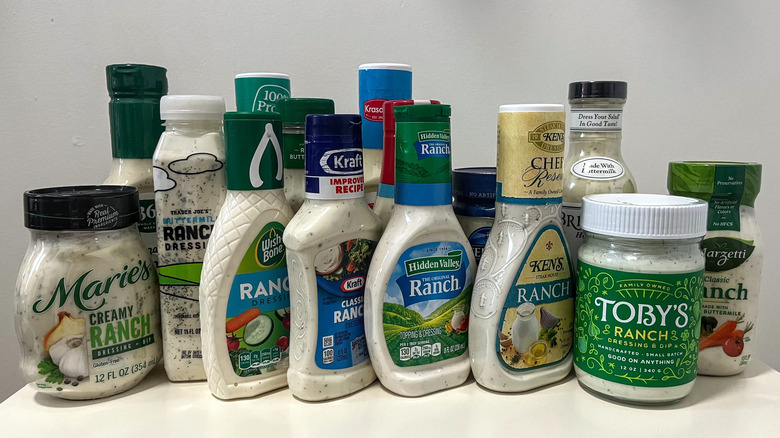 Ranch dressing bottles from various brands