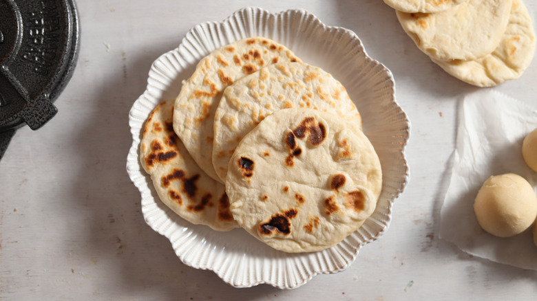 flour tortillas on white plate