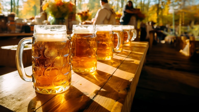 Rows of beer mugs