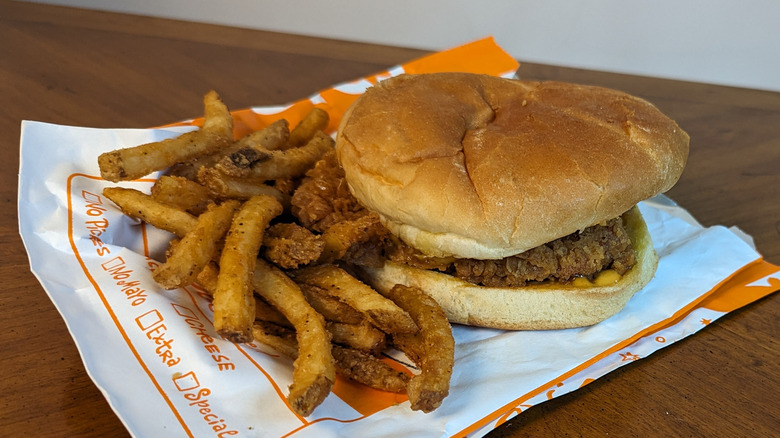 Popeye's chicken sandwich and fries