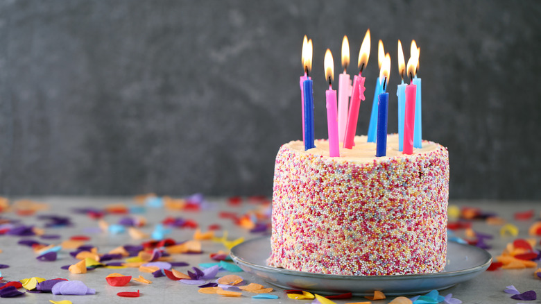 cake decorated with sprinkles