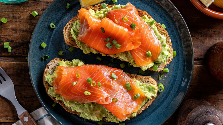 smoked salmon on avocado toast